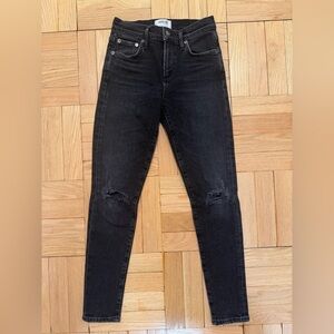 AGOLDE Black Distressed High-Rise Skinny Jeans Size 23